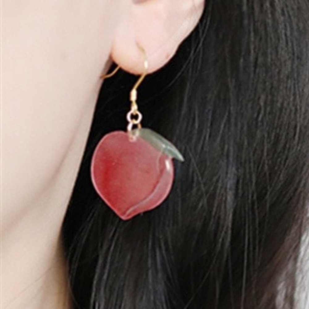 **NEW! Sweet Georgia PEACH Dangle Hook EARRINGS VACATION Cute Fun! SUMMER Trendy